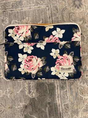 Navy Floral Laptop Sleeve with Pink Roses
